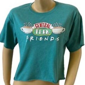 Juniors FRIENDS green crop T shirt XS